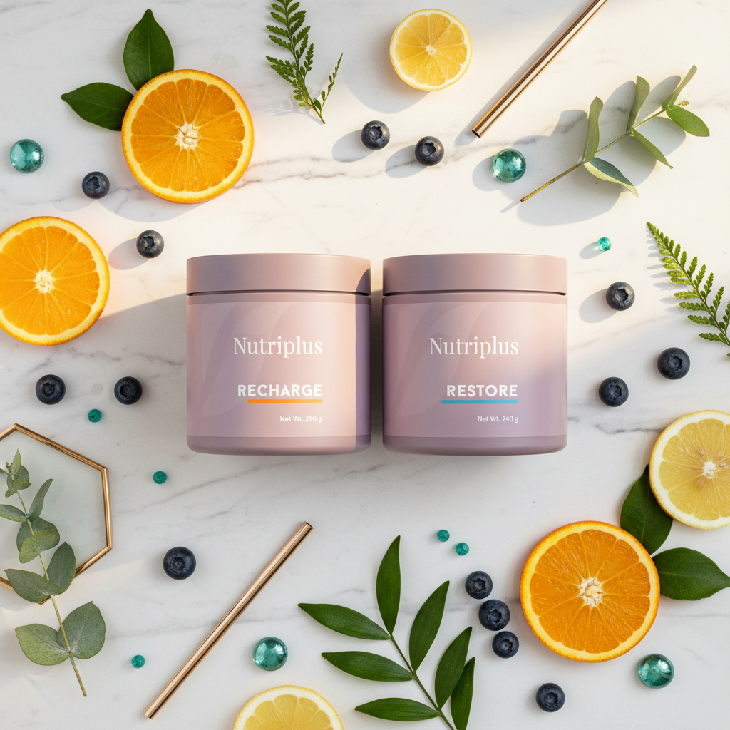 Nutriplus Recharge & Restore Duo wellness bundle lifestyle image by Sacred Glow