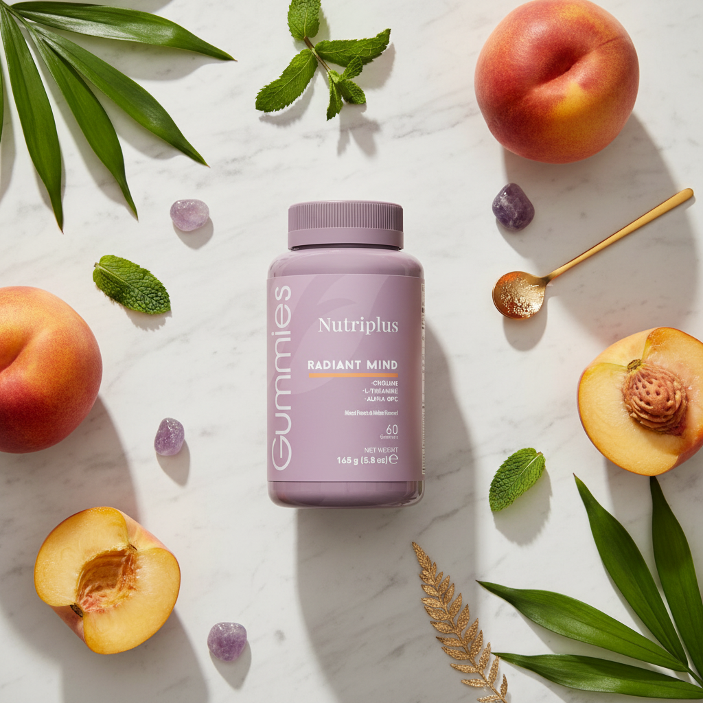 Nutriplus Gummies Radiant Mind nootropic gummy supplement lifestyle image by Sacred Glow