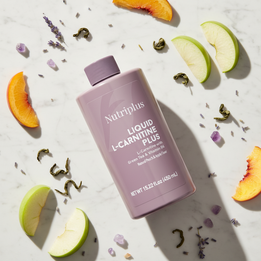 Nutriplus Liquid L-Carnitine Plus Apple Peach lifestyle image by Sacred Glow